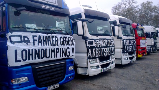 Protest von Lkw Fahrern im November 2013 in Aschaffenburg